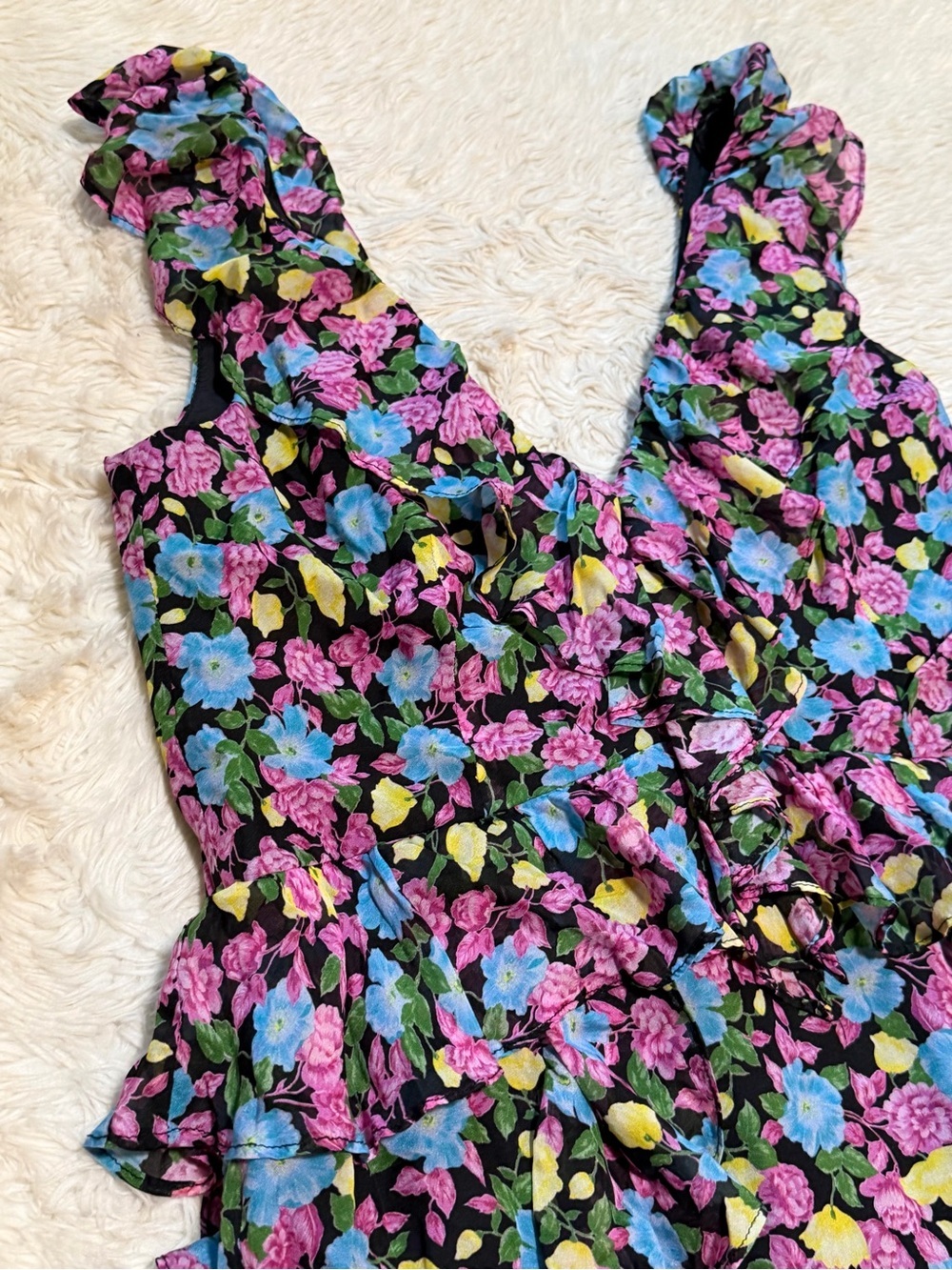 Amur Evita 100% Silk Gorgeous Floral Tiered Dress - Size 14 - Picture 4 of 7